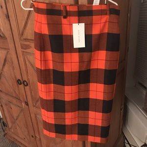 High waisted plaid skirt